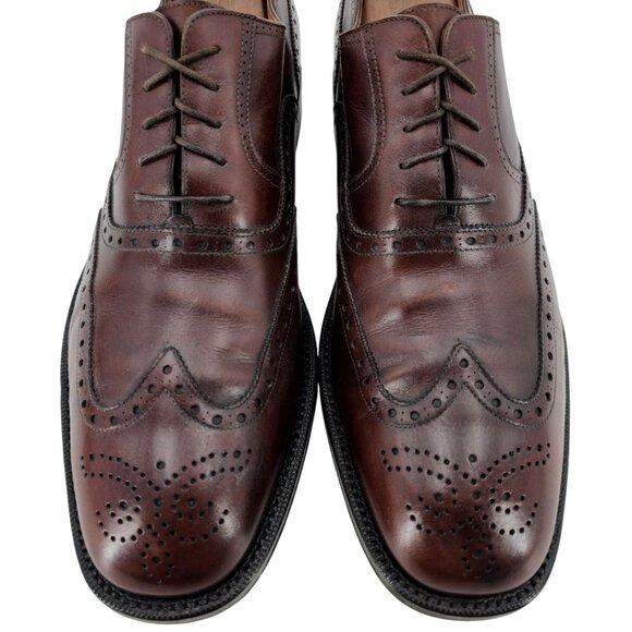 Salvatore Ferragamo Tramezza Brown Leather Wingtip Oxfords Men 11.5D Dress Shoes - Picture 1 of 14